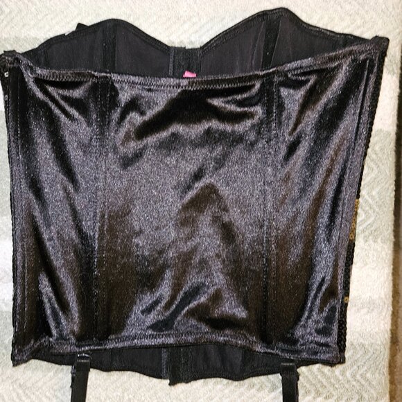 NWT Black Sequin LARGE Bustier/Corset w/Garters - Picture 3 of 15